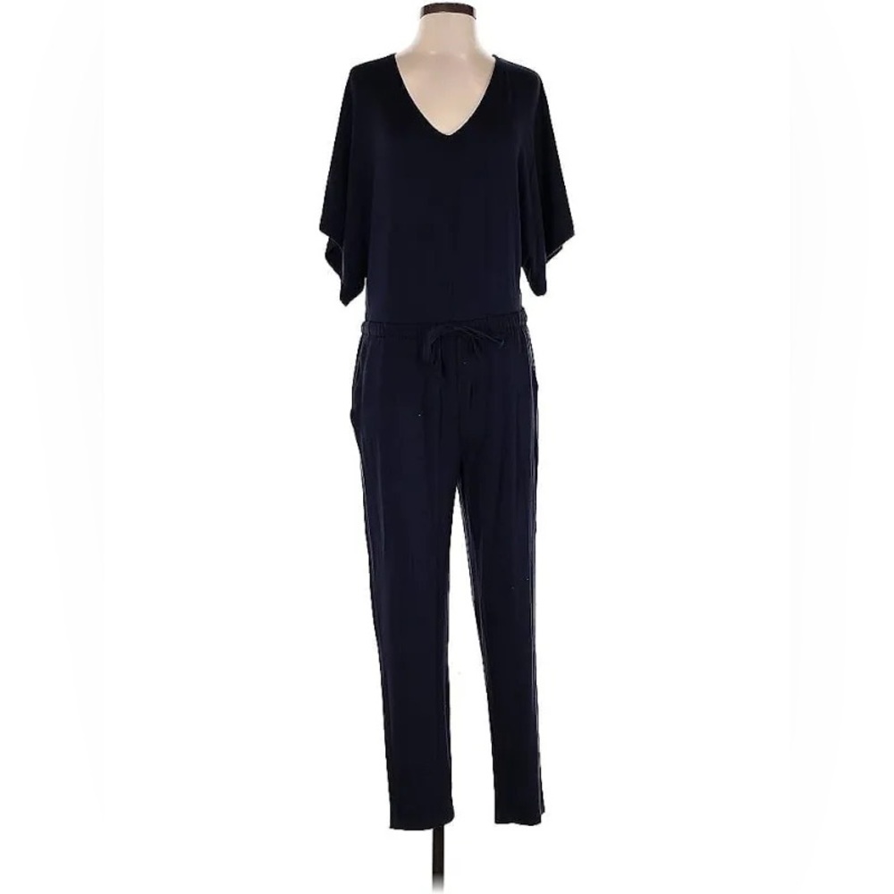 Lou & Grey Women's V-Neck Short Sleeve Jumpsuit Navy